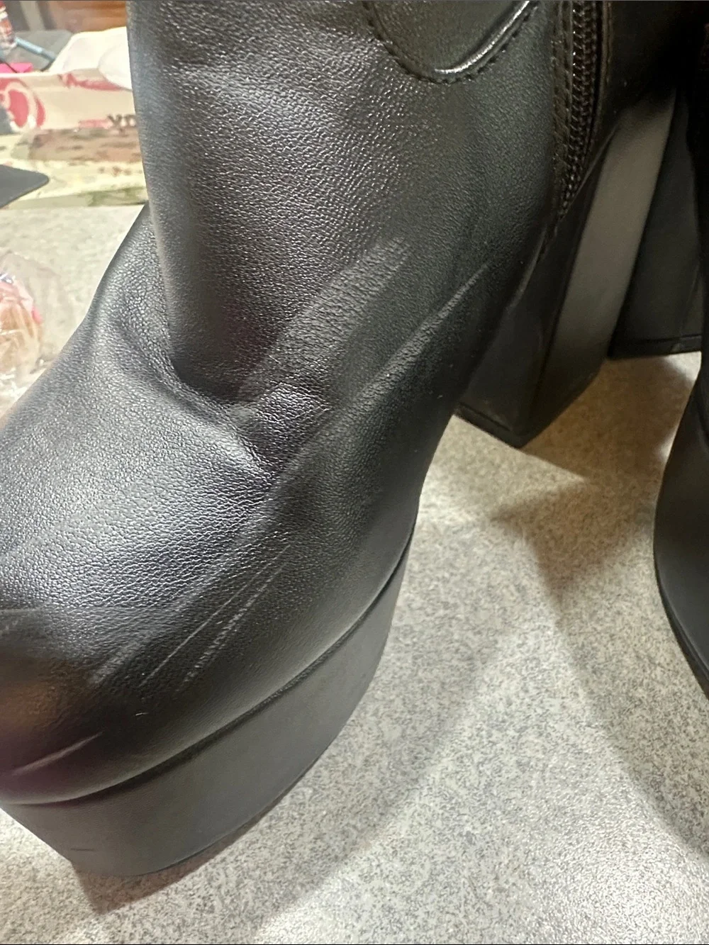 Black Super High Platform Block Heel Boots - Modern Chic Womens Sz 39/8